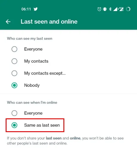 Last Seen and Online Status