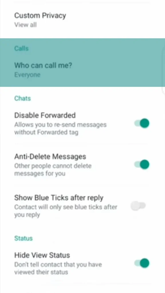 Manage Status Privacy Settings